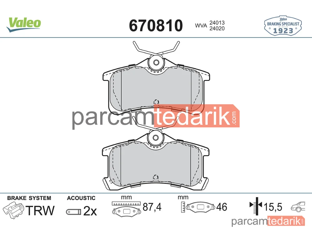 670810 | Fren Balatası (Arka) — Toyota Avensis Liftback, Toyota Avensis, Toyota Corolla Compact